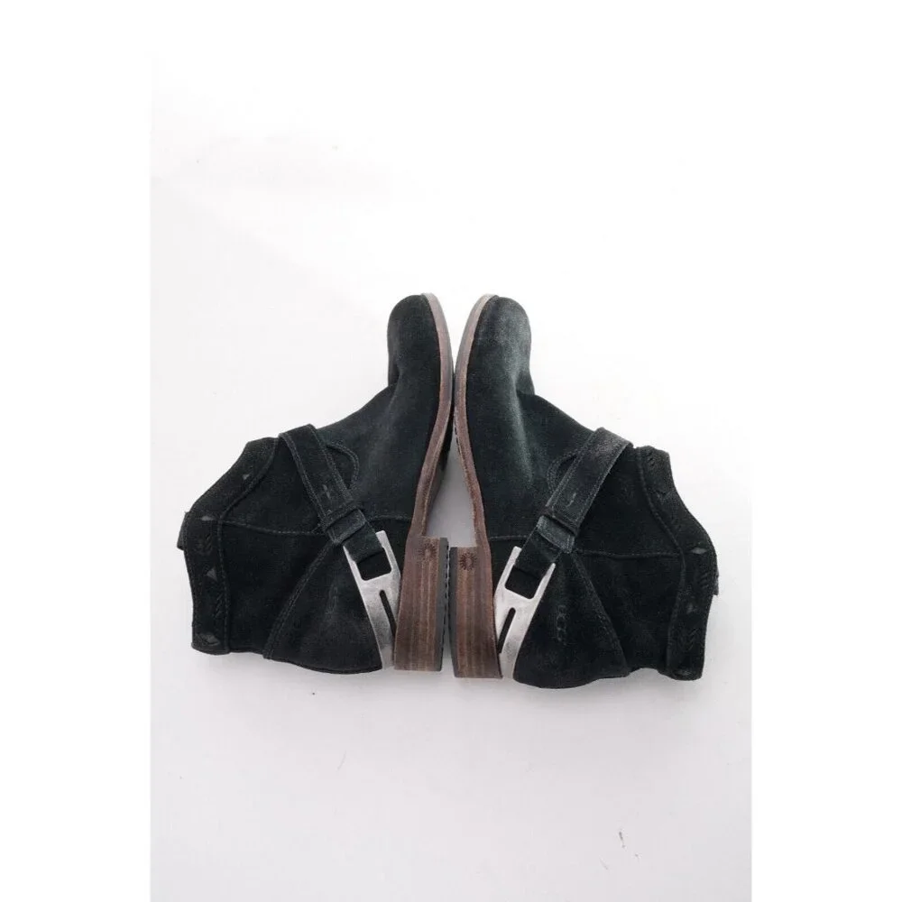 UGG Austin Black Suede Pull On Ankle Boots Bootie Suede Us 6 Eur 37